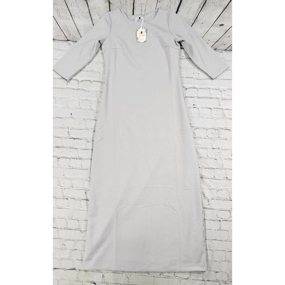 Dainty Jewell's Solid Gray 3/4 Sleeve Maxi Lined Dress WOMENS SIZE SMALL - Picture 15 of 15